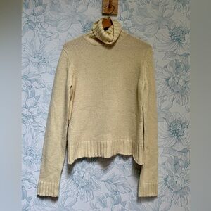 Ann Taylor LOFT Turtleneck Knit Wool Sweater — Ivory — Medium